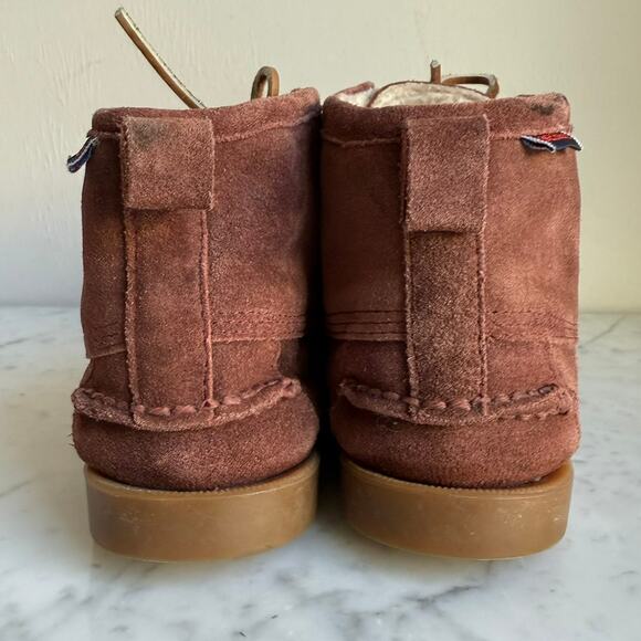Sebago Women’s Shearling Lined Suede Moccasin Boots – Size 9 Burgundy - Picture 3 of 11